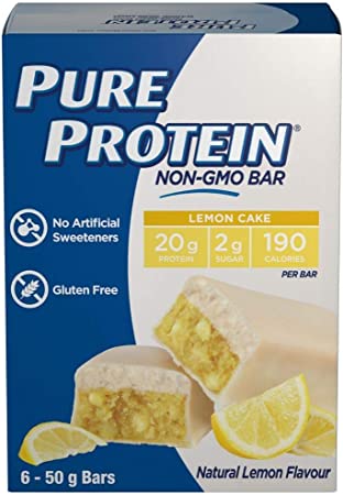 Pure Protein Bars, Non-Gmo 20g Protein Bar, No Artificial Sweeteners, Lemon Cake Flavor, Value Pack, 6 count