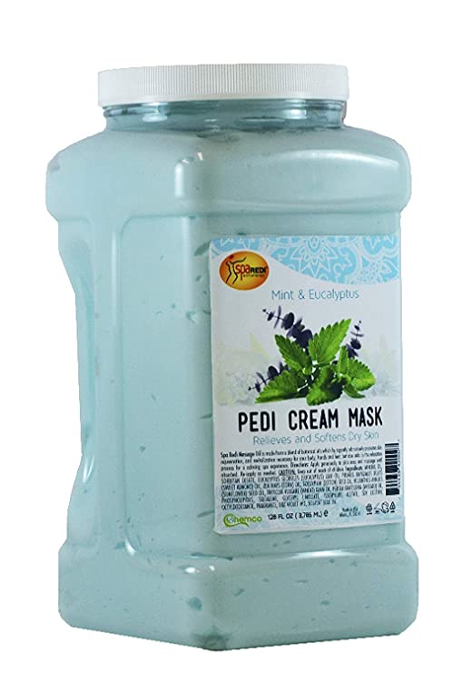 SPA REDI – Mint & Eucalyptus Body & Foot Cream Mask Hydrating, Infused with Hyaluronic Acid, Amino Acids, Panthenol and Comfrey Extract – 128oz Gallon