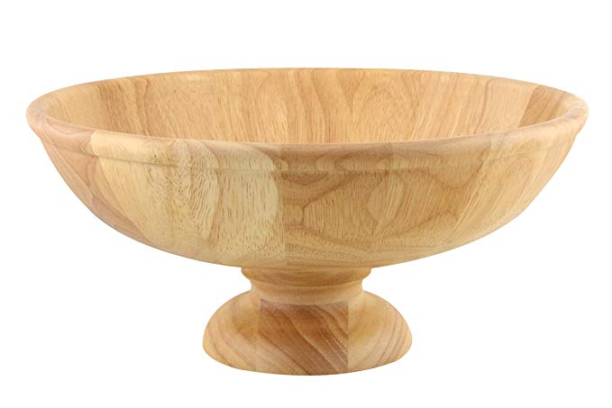 Apollo Housewares 30 x 13 cm Rubberwood Footed Fruit Bowl, Natural Wood