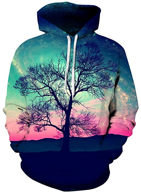 FLYCHEN Men's Digital Print Sweatshirts Hooded Top Galaxy Pattern Hoodie