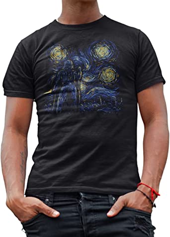 STAR WARS Starry Night Darth Vader Van Gogh Men's Adult Graphic T-Shirt Black