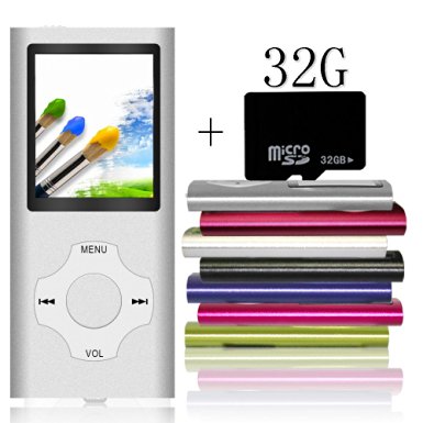 Tomameri Portable MP4 / MP3 Player with a 32 GB Micro SD Card, MP3 Player with E-Book Reader, Rhombic Button, Mini USB Port, Photo Viewer, Voice Recorder, Including Earphones and USB Charger - Silver