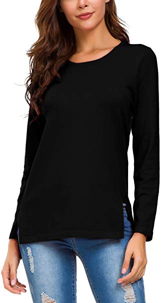 Urban CoCo Women's Solid Pullover Sweater Side Slit