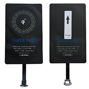 CUSORIENT Type C Super Fast Wireless Charger Receiver Big Coil Imported TI Chip for LG V20/Google Pixel XL/Huawei P9/OnePlus 3 and other Big Size USB C Phones
