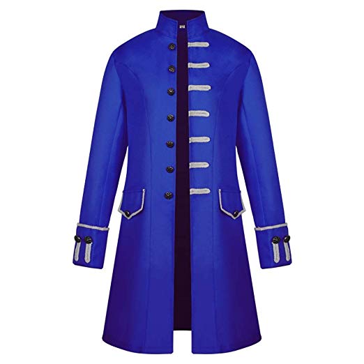 LETSQK Men's Steampunk Halloween Costume Vintage Gothic Victorian Frock Coat
