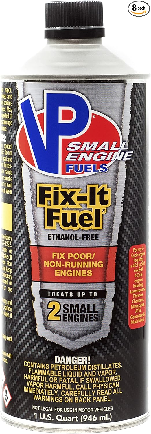 VP Racing Fuels 6635, Fix-It Fuel, Fixes Poor or Non-Running 2-Cycle and 4-Cycle Small Engines (SEF) - Quart (8 Pack)