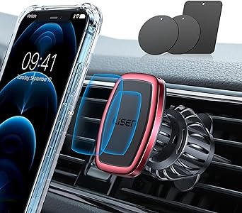 LISEN Magnetic Phone Holder for Car (20X Powerful: Red)