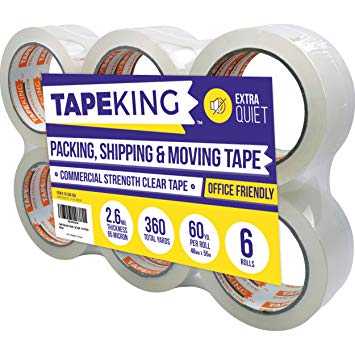 Tape King Extra Quiet Packing Tape - 6-roll Pack, 60 Yards Per Roll, 2 Inch Wide, 2.6mil Thick, Heavy Duty and Extra Quiet Commercial Packing Tape for Moving, Packaging, Shipping, Office