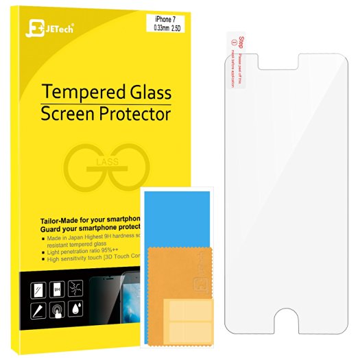 iPhone 7 Screen Protector, JETech Premium Tempered Glass Screen Protector for Apple iPhone 7 4.7" - 0980