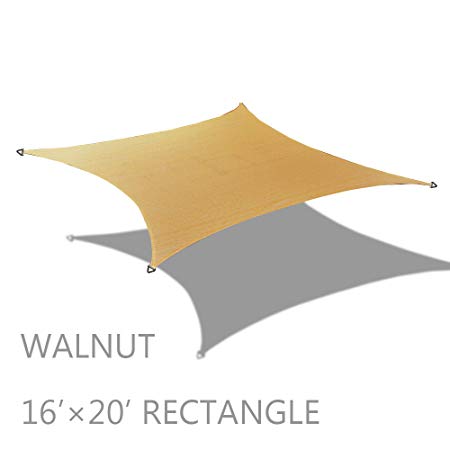 Alion Home HDPE Rectangle Sun Shade Sail Permeable Canopy Custom (16' x 20', Walnut)