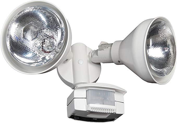 Lithonia Lighting OMS 2000 PR2 120 WH M4 White 2 Head Flood Light with 1 Direction Motion Sensor, Higher Wattage