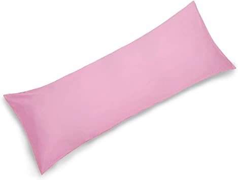 YAROO 21x48 Body Pillow Cover,Body Pillow Case,Long Pillow Case -Envelope Closure,400 Thread Count,100% Cotton,Only Cover No Insert,Body Pillowcase-Pink