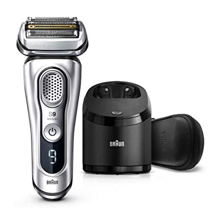 Braun Series 9 9390cc Latest Generation Electric Shaver, Rechargeable & Cordless Electric Razor for Men - Clean&Charge Station, Leather Travel Case