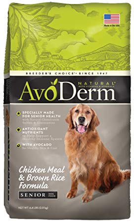 AvoDerm Natural Senior Dry Dog Food, Supports Joint Health, Chicken & Brown Rice Formula