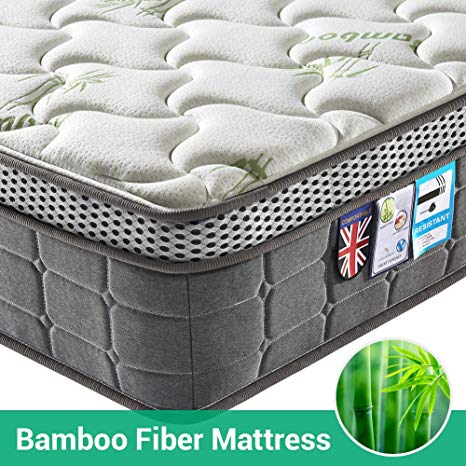 Lv. life 4FT Small Double 4D Bamboo Fiber Mattress, 4FT Small Double Pocket Springs and Memory Foam - 9-Zone Orthopaedic Mattress