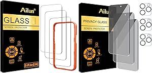 Ailun 3 Pack Screen Protector for iPhone 16 Pro Max and 3Pack Privacy Screen Protector for iPhone 16 Pro Max