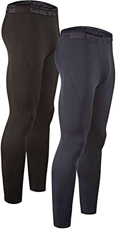 DEVOPS Men's 2 Pack Thermal Heat-Chain Compression Baselayer Long Johns Pants