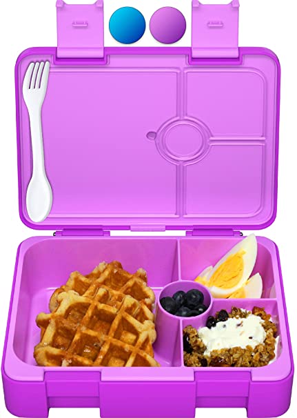 Sugarfox Lunch Box for Kids | Children's Bento Box, Leakproof, Durable [Pink] XL (1200mL)