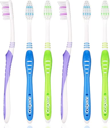 Colgate Toothbrush with Tongue Cleaner, Medium - Pack of 6