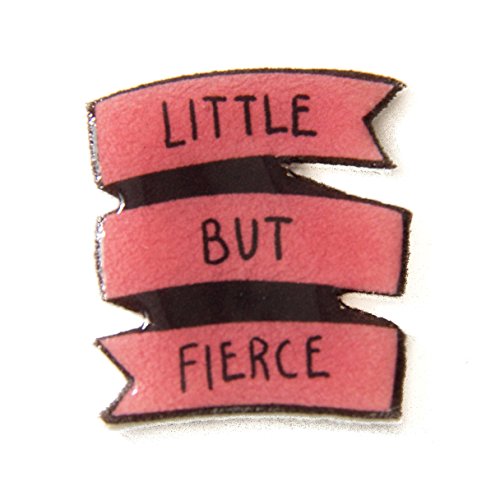 Ectogasm Punk Rock Feminist Quote Banner Pin in Pink "Little But Fierce" button badge brooch patch - Handmade