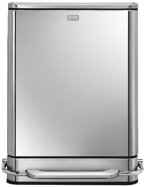 simplehuman Steel Bar Step Trash Can Recycler Stainless Steel 48 L  127 Gal