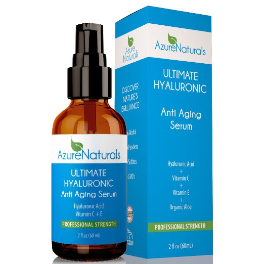 PROFESSIONAL STRENGTH - Best HYALURONIC Acid Natural Moisturizer For Your Face Anti Aging Organic Vitamin C Serum  Vitamin E  Aloe Best Anti Wrinkle Skin Care Product 1 YEAR Money Back Guarantee