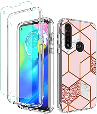 iRunzo Marble Cases for Moto G Power Cover 2 in 1 Soft TPU Transparent PC Bumper 360° Full Body Protect