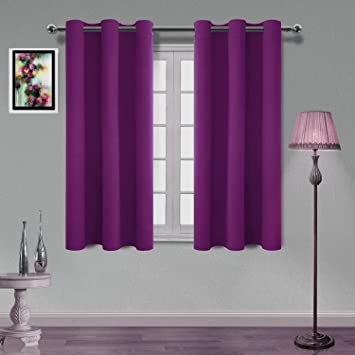 MDS Blackout Curtains for Living Room and Bedroom Thermal Insulated Grommet Room Darkening Draperies 1 Panels Set (Royal Purple 42x54)