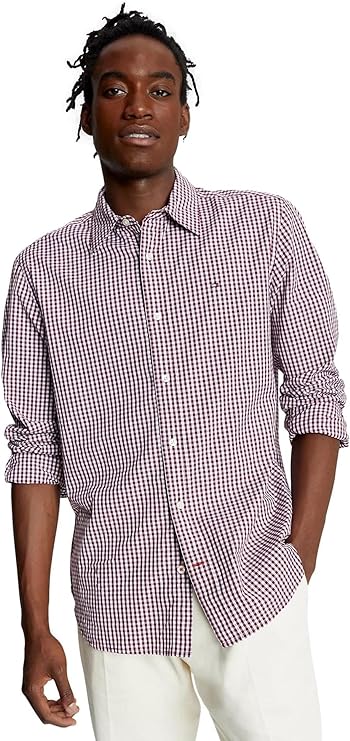 Tommy Hilfiger Men's Signature Long Sleeve Casual Button Down Shirt in Regular Fit 2024 Collection