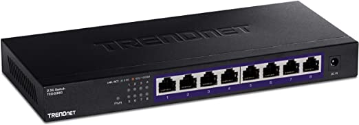 TRENDnet 8-Port Unmanaged 2.5G Switch, 8 x 2.5GBASE-T Ports, 40Gbps Switching Capacity, Backwards Compatible with 10-100-1000Mbps Devices, Fanless, Wall Mountable, Black, TEG-S380