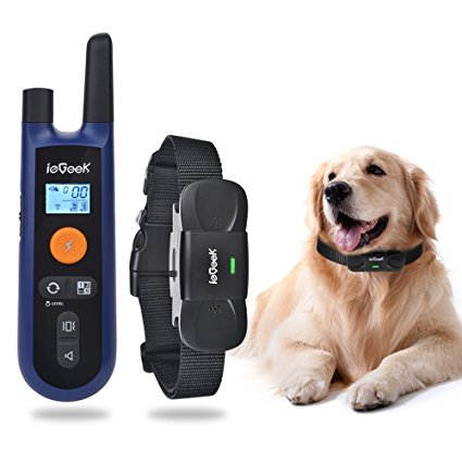 Remote Dog Training Collar ieGeek Pet Trainer Shock Collars Rechargeable Waterproof E-Collar with Beep /Vibration /Shock Modes 330 Yards Range Electronic Collar for Large/Medium/Small Dogs[Upgraded]