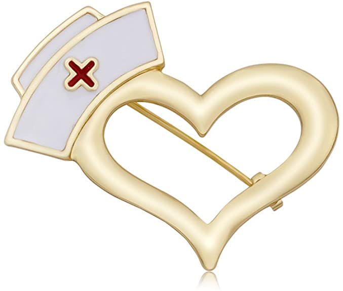 MANZHEN Enamel Nurse Hat Heart Brooch Pins for Doctor Nurse