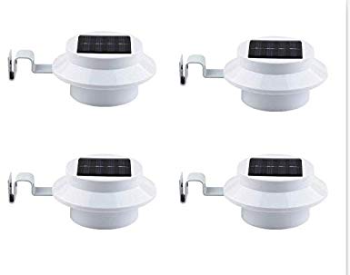 4 Pack Deal - FALOVE Outdoor Solar Gutter LED Lights - White Sun Power Smart Solar Gutter Night Utility Security Light