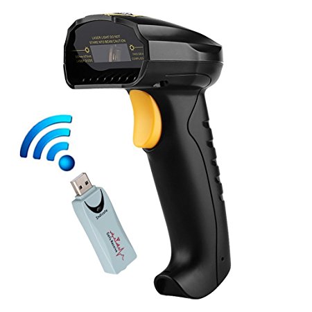 Excelvan 2.4G Automatic Barcode Scanner Wireless Scanning Barcode for Windows/ Vista/ Android /IOS Devices Barcode Reader USB 2.0 Wired(Black)