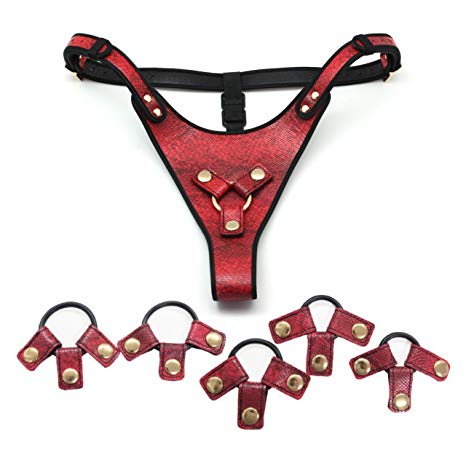 Liebe Seele Strap On Harness Red Printed Snake Skin on Faux Leather