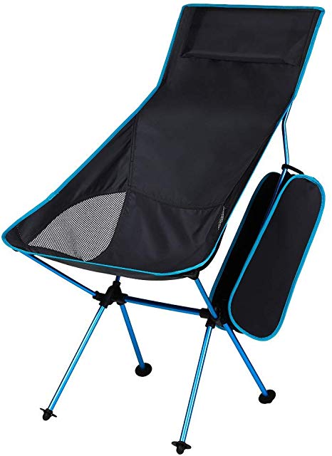 olyee Portable Camping Chair with Pillow, Lightweight Outdoor Fishing Chair with Carry Bag for Backpacking, Hiking, Travel, Picnic, Beach Lounger