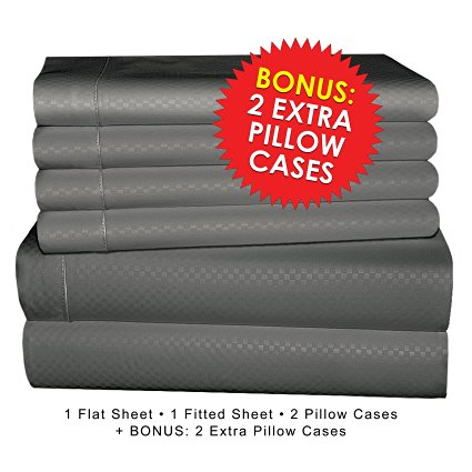 Microfiber Bed Sheets ***6 Piece*** Set Ultra Soft Luxury15" Deep Pockets on fitted sheets - includes ***FOUR*** Pillow Cases by My Perfect Nights (KING-GRAY)