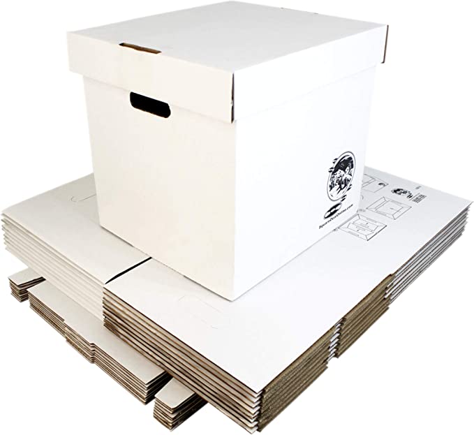 12" Vinyl Record Storage Box - Sturdy Cardboard with Removable Lid - Holds up to 90 Records or Laser Discs - Set of 10 Boxes #12BC13