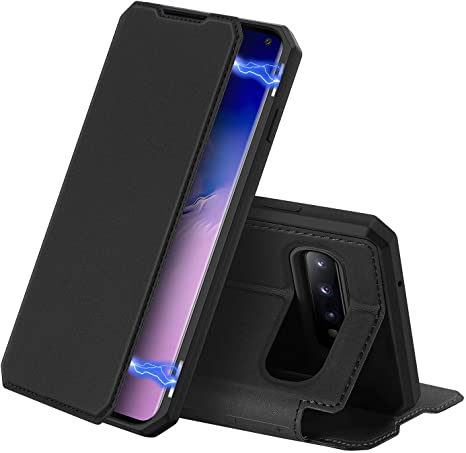 DUX DUCIS Case for Samsung Galaxy S10, Premium Leather Magnetic Closure Flip Case Compatible with Samsung Galaxy S10 Cover (Black)