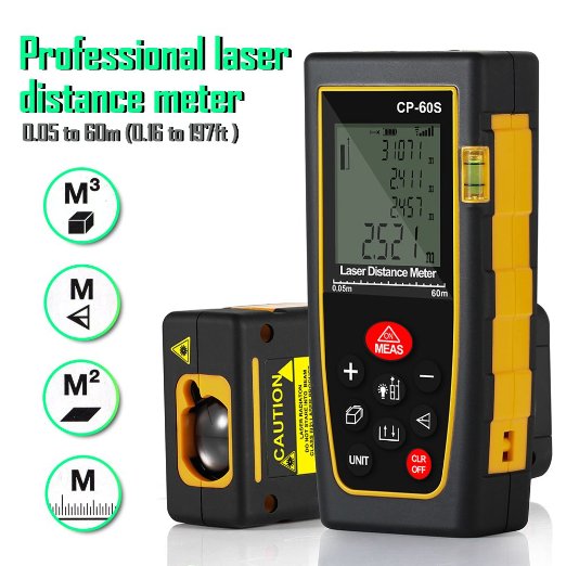 Laser Distance Measure Handheld Range Finder Laser Meter Measuring Devices Tool With LCD Backlight Display 016 to 197ft