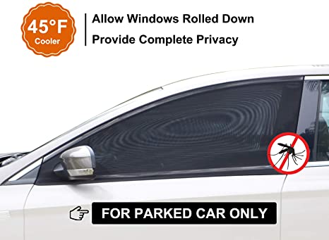 Bayan Car Front Side Window Sun Shade UPF40+ Cut 99% UVA&UVB-Intended for Parked Car-2 Pack