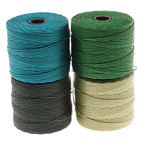 BeadSmith Super-Lon Cord - Ever Green Mix - Four 77 Yard Spools / Size 18 Cord