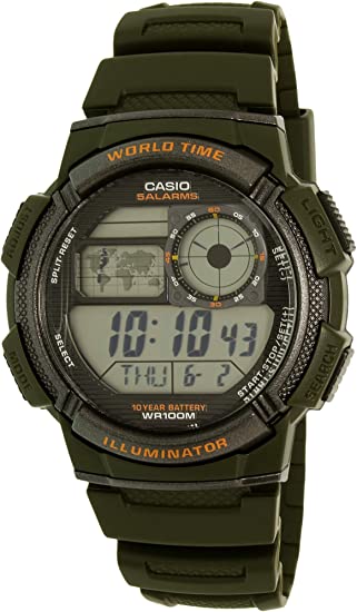 Casio Men's '10-Year Battery' Quartz Resin Watch, Color:Green (Model: AE-1000W-3AVcf)