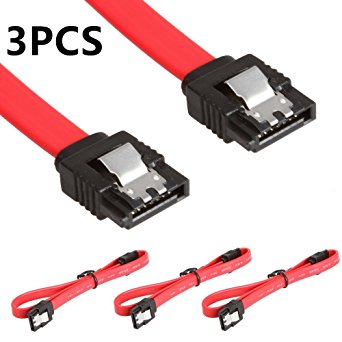 3 Pack 10-inch 26AWG SATA III 6.0 Gbps 7pin Female to Female Data Cable with Locking Latch for Hdd (3PCS) prime day sale