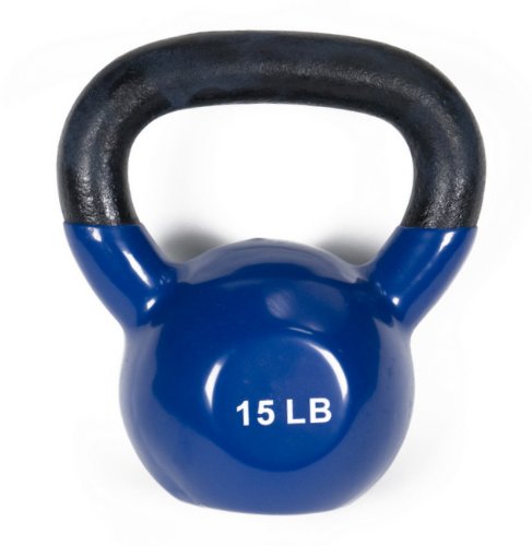 j/fit Cardio Workout Kettlebell Weights | Vinyl Coated Solid Cast Iron - Various Weights (5, 8, 10, 12, 15, 20, 25, 30, 35 lbs)