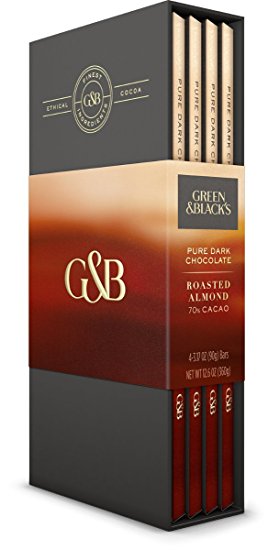 Green & Black's Chocolate Library Gift Set, Dark Chocolate with Roasted Almond, 4 count