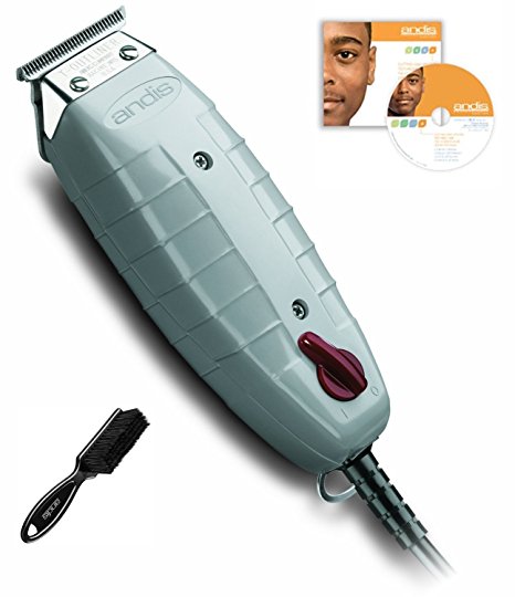 Andis Professional T-Outliner Beard/Hair Trimmer with T-Blade, Gray, Model GTO (04710) Bundle with Andis Styling DVD & Andis Blade Brush