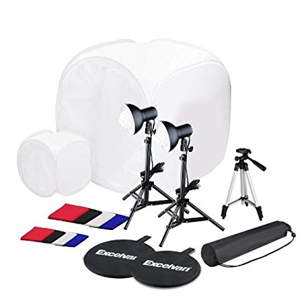 Excelvan CP-C003 Photography Studio Light Box Tent Cube Backdrop Kit   17" 30" Photo Tents   45W Continuous Light   17” Light Tripod   43" Camera Tripod