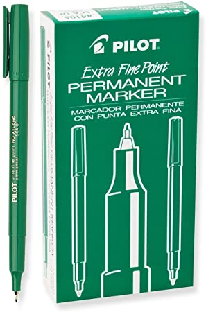 PILOT Extra Fine Point Permanent Markers, Green Ink, 12-Pack (44105)