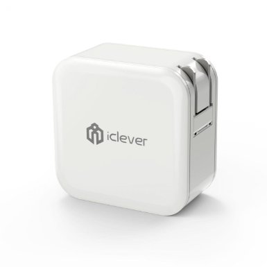 iClever BoostCube 24W Universal USB Wall Charger with Quick Charge 20 and SmartID Technology Foldable Plug for iOS Android Smartphones and Tablets